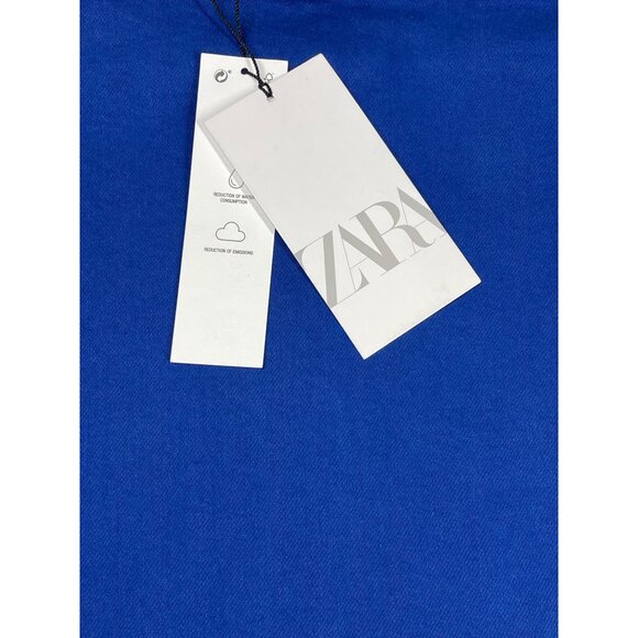 Zara Women's Medium Blue Dress Strapless Tube Stretch Denim Cotton Mini NWT M - Picture 3 of 11